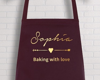 Personalised apron with name / Personalise name kitchen apron for women and for men / Baking with love / Housewarming GIft / Mother Bakers