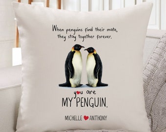 penguin sequin pillow