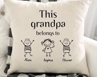 Personalised this grandad belongs to cushion with grandchildren names/Cute Fathers Day Gift for grandpa/New grandad gift Personalised this grandad belongs to cushion with grandchildren names/Cute Fathers Day Gift for grandpa/New grandad gift