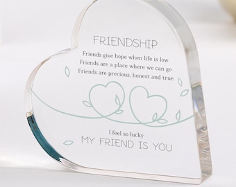 Personalised Friendship Keepsake Gift for Her Heart Plaque with Poem Friend Christmas Thank You Best Friend's Birthday Bestie Soul Sister