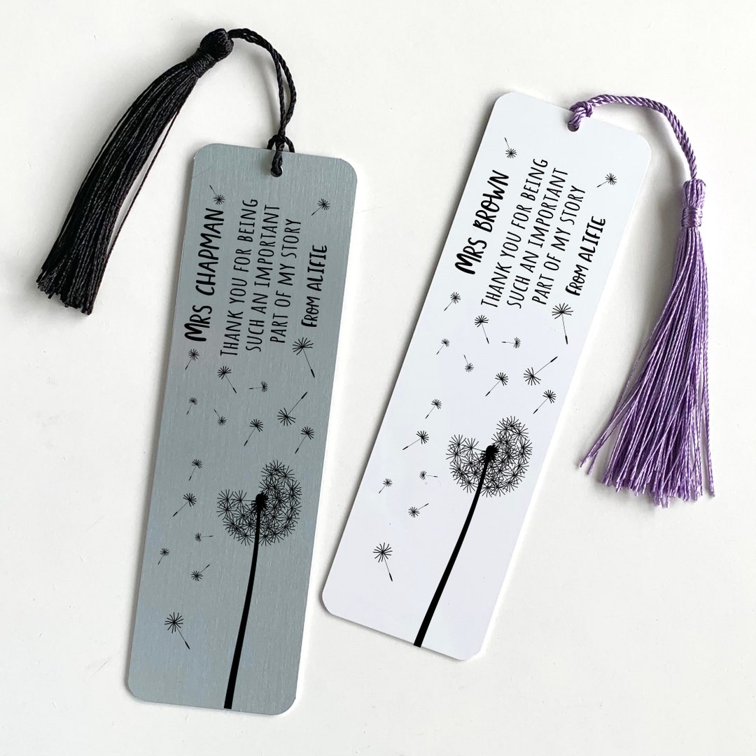 Personalised Teacher Bookmark With Tassel / Gift for Him or Her / Thank ...