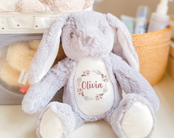 Jouet personnalisé avec nom / Licorne Lapin / Nouveau cadeau bébé pour filles Garçons / Peluche personnalisée Soft Rabbit Teddy Cuddly Toy / Cadeau Baby Shower