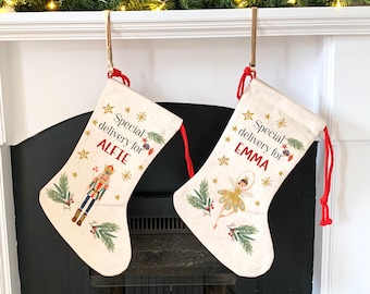 Meia de Natal personalizada quebra-nozes / presente de Natal para crianças / entrega especial para nome / menino ou menina / decoração de fada de ameixa de açúcar