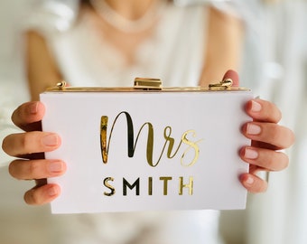 Mrs Purse / Clutch Gift for Bride to Be / Future Mrs Personalised Wedding Gift / Wedding day accessory / Bride Purse / Custom Bridal Clutch