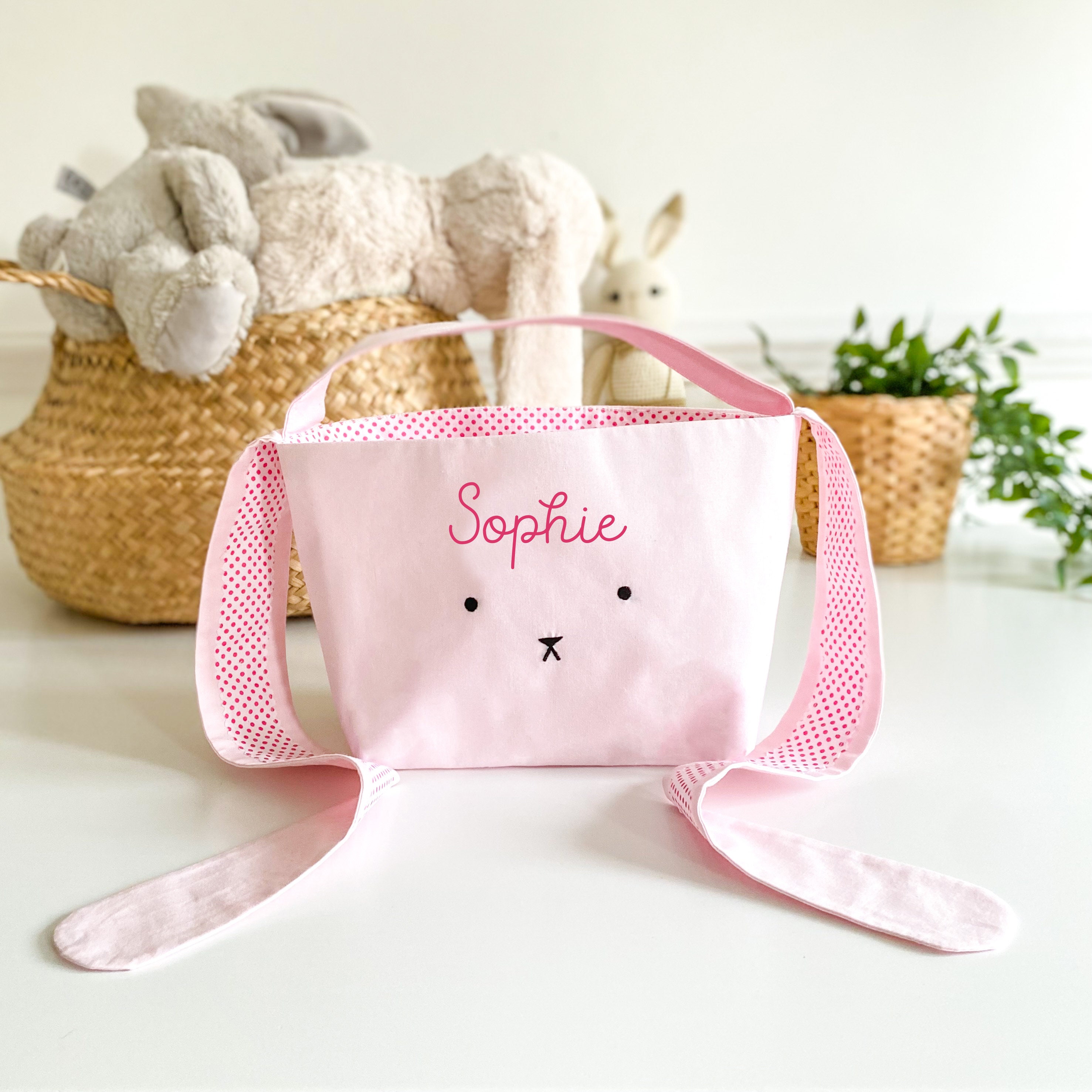 Personalised cute bunny Easter basket with name / Egg hunt bags / Girls or boys baskets / First, 1st Easter gift for