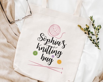 Personalised knitting bag / Personalized gift for knitter with name / Knitting Tote Bag / Knitting Shopping Bag / Nanny, granny, mimmy gift
