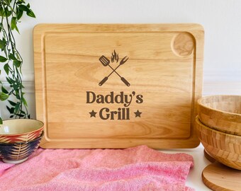 Tabla de cortar de madera grabada personalizada / Regalo de parrilla de papá / Tabla de carne / Regalo del Día del Padre / Cumpleaños de abuelo tío papá, Navidad