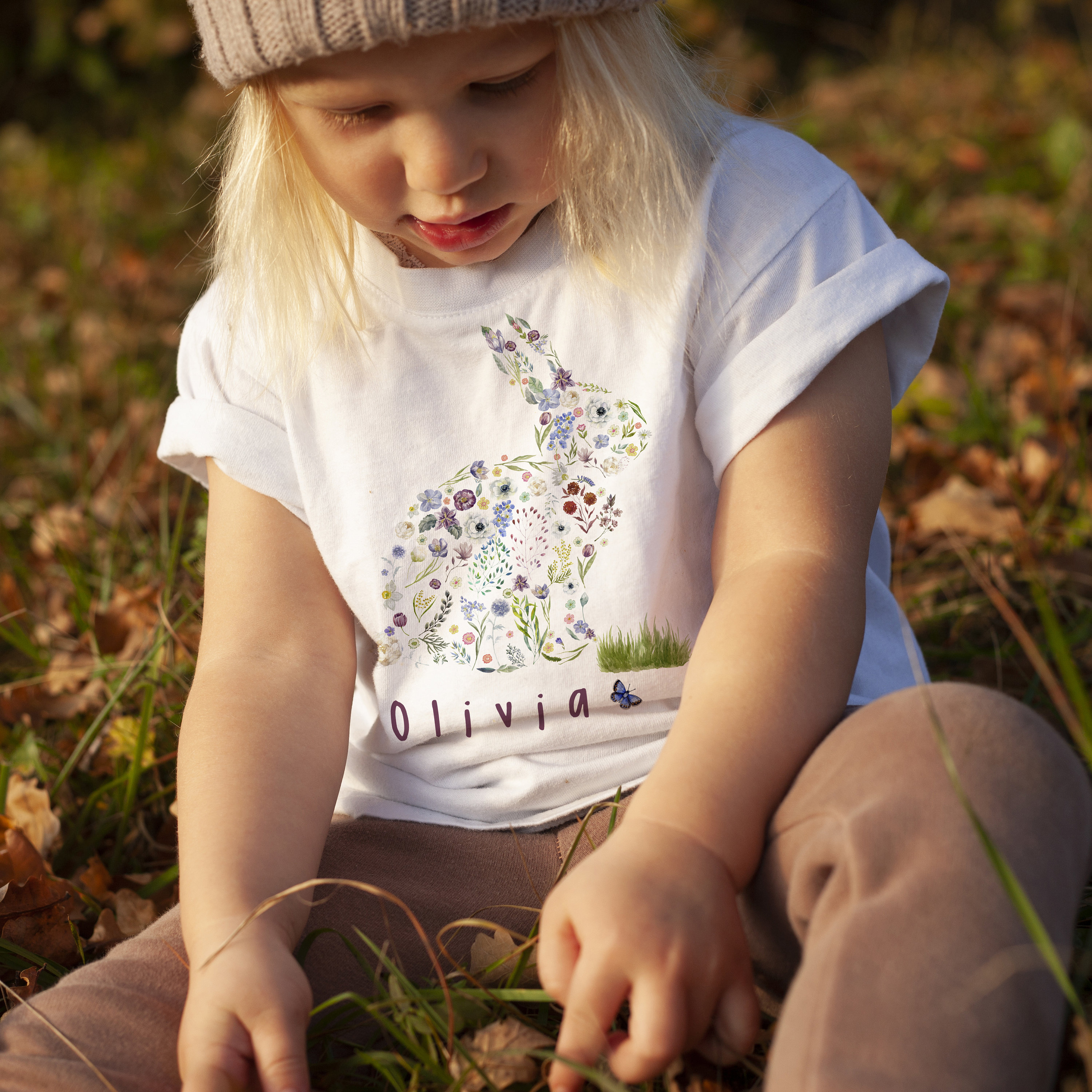 Personalised Kids Easter T-Shirt / Cute flower bunny design for boys or girls / Childrens tshirt Bunny Tshirt, Easter Gift / baby First, 1st