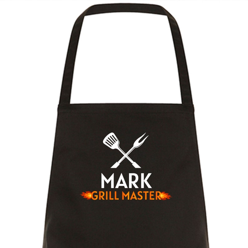 Personalised BBQ Apron For Men / Grill Master / Kitchen Barbecue Cooking Gift For Him Dad / Chef Husband Christmas Birthday Father's Day image 2