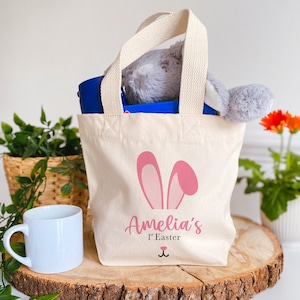 Prima mini borsa di Pasqua con nome BLU o ROSA Regalo personalizzato per nipote nipote nipote nipote figlia figlio coniglietto ricordo caccia alle uova