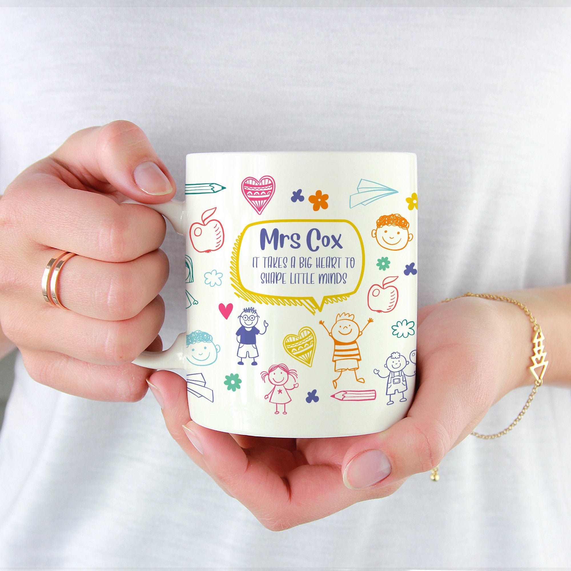 Cadeau de Remerciement Personnalisé L'enseignant/Tasse avec Nom Cadeaux d'appréciation Mignon Cadeau