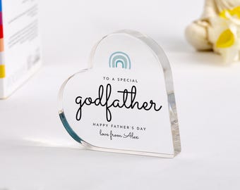 To a Special Godfather Personalised Father’s Day Acrylic Plaque Modern Rainbow Design Gift for Godfather First Fathers Day Keepsake