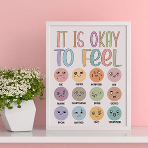 Het is oké om te voelen poster / Mental Health Awareness Gift / Positivity print / Self love Emotions / Teacher classroom / Chart My Feelings