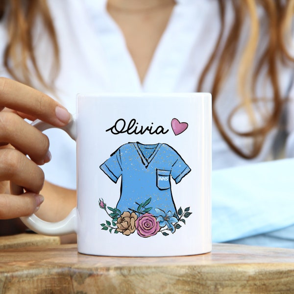 Taza de enfermera personalizada con nombre / enfermera del NHS regalo de agradecimiento / nueva enfermera presente / enfermera del hospital regalo de cumpleaños de Navidad / estudiante de medicina