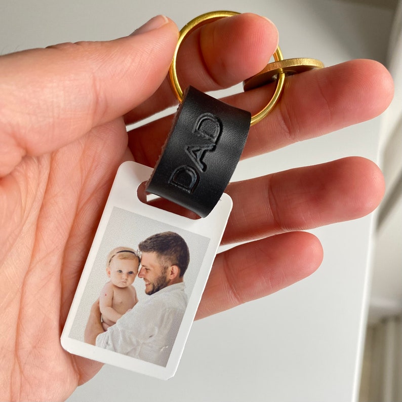 Personalised Dad Photo Keyring / Leather Photograph Keychain / Christmas Birthday Father's Day Gift For Him / Present Daddy Dada Father image 8
