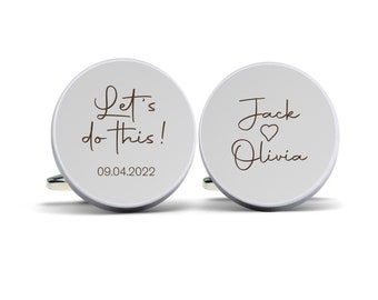 Personalised groom gift / Engraved Let's Do This Cufflinks / Metal Cufflinks Personalised  Wedding Cufflinks / I Love You / Bride to Groom