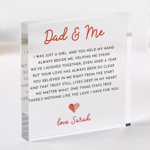 Placa acrílica personalizada para papá y yo. Regalo especial de la hija. Recuerdo para el cumpleaños de papá, Navidad o el Día del Padre.