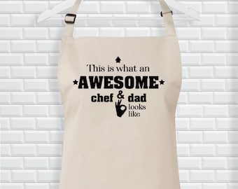 Apron for dads / This is what an awesome chef and dad looks like apron / Father's Day gift / BBQ / Daddy Birthday gift / Gift for him