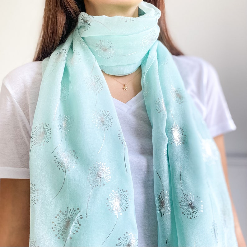 Dandelion foil print cotton scarf in a personalised gift box / 6 colours / Gift for mum / Scarves for women / Mother's day gift for mummy image 7