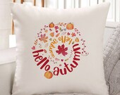 Hello Autumn cushion cover with autumn leaves and pumpkins Autumn love Cute Autumn decorations Autumn decor Cute new home gift