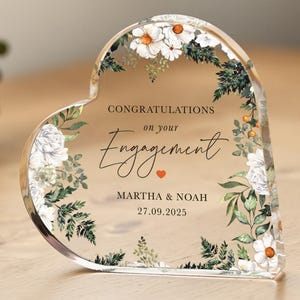 Plaque cadeau fiançailles souvenir personnalisée avec les noms du couple, cadeau de mariage avec date, cadeau nuptiale unique pour la mariée, cadeau fiançailles pour couple, pour elle