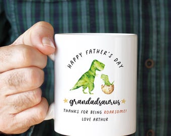 Father’s Day Mug for Grandad Grandadsaurus Dinosaur Design Gift from Grandchild Roarsome Keepsake Coffee Cup from Grandson Granddaughter