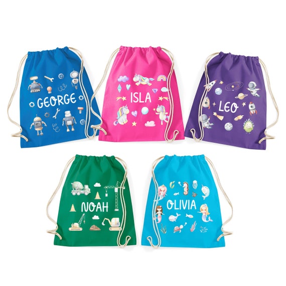 Personalised PE Bag With Kids Name 100 Cotton Back to School