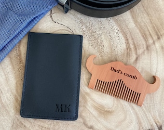 Wooden personalised beard moustache comb with your text / Gift for dad / Father's Day gift / Uncle Grandpa grandad husband gift / Beardy