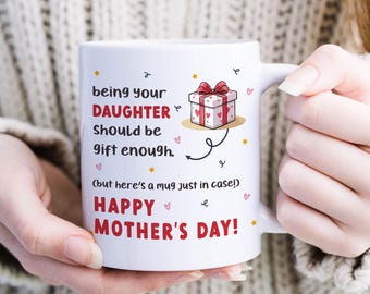Funny Mum Mug Mother's Day Gift from Daughter Son Unique Coffee Cup Birthday Present for Mummy Cute Keepsake Mum Appreciation Gift