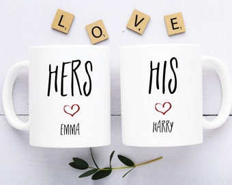 Personalised hers his mug with couple names / Cute Valentine's Day gift / Gift for couples / Anniversary Gifts / Husband and wife Mug