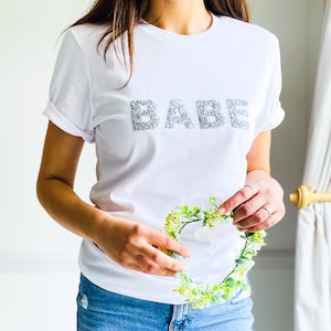 Bride t-shirt with sparkly rhinestone letters / Bridal Shower Engagement Gift / Bride to be shirt / Mrs Wedding tee / Hen party image 3