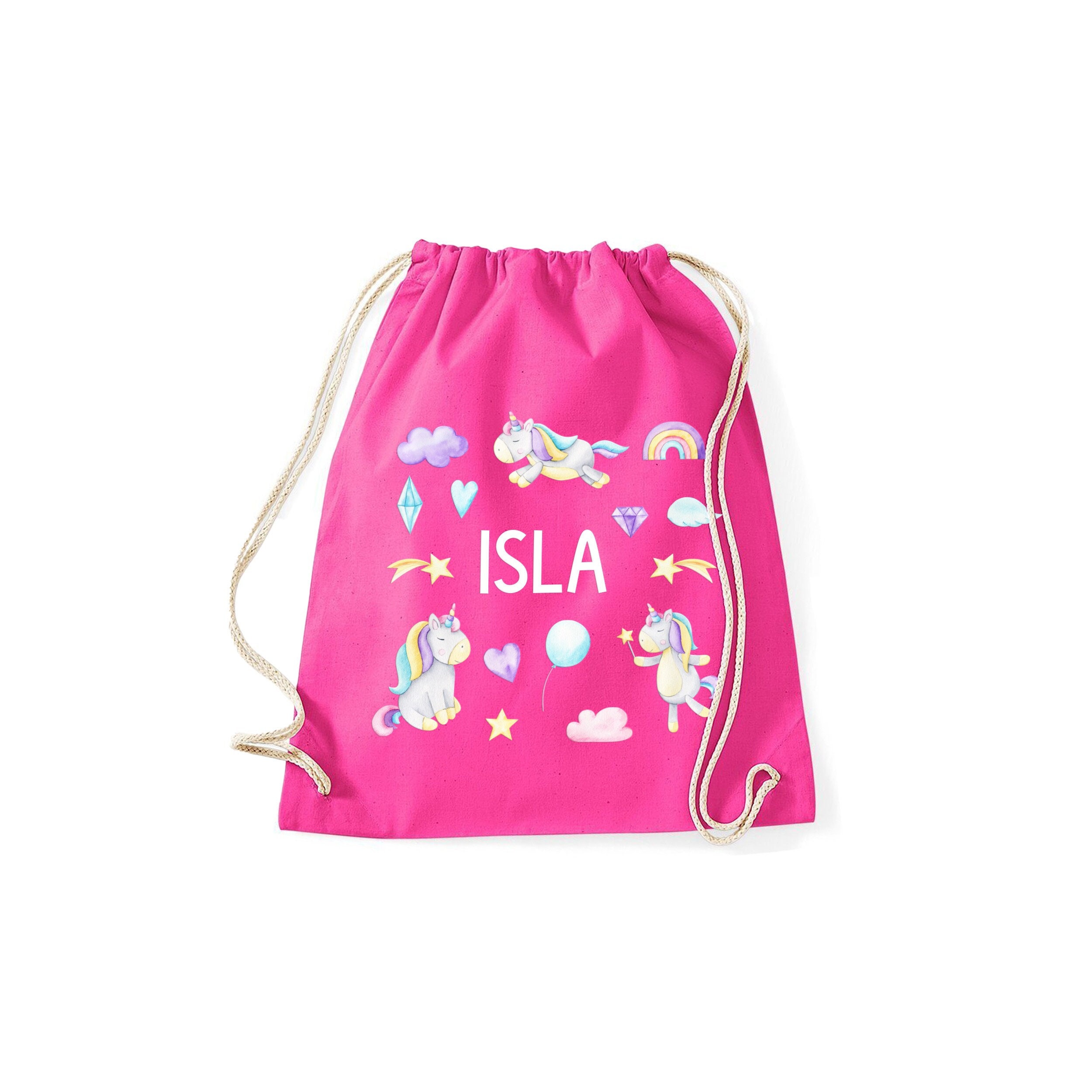 Personalised Unicorn PE bag with kids name / 100% cotton / Back to school Swimming kit Robot Rocket Space Construction Mermaid Gift for Kids