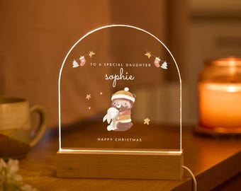 娘へのクリスマスプレゼント LEDライトプレート お祝いのクマの