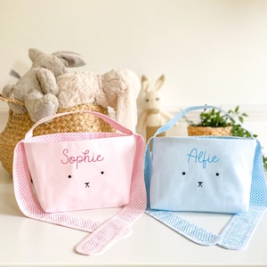 Cestini pasquali personalizzati per ragazza o ragazzo con nome / Coniglietto pasquale / Borse per la caccia alle uova / 1° regalo di Pasqua