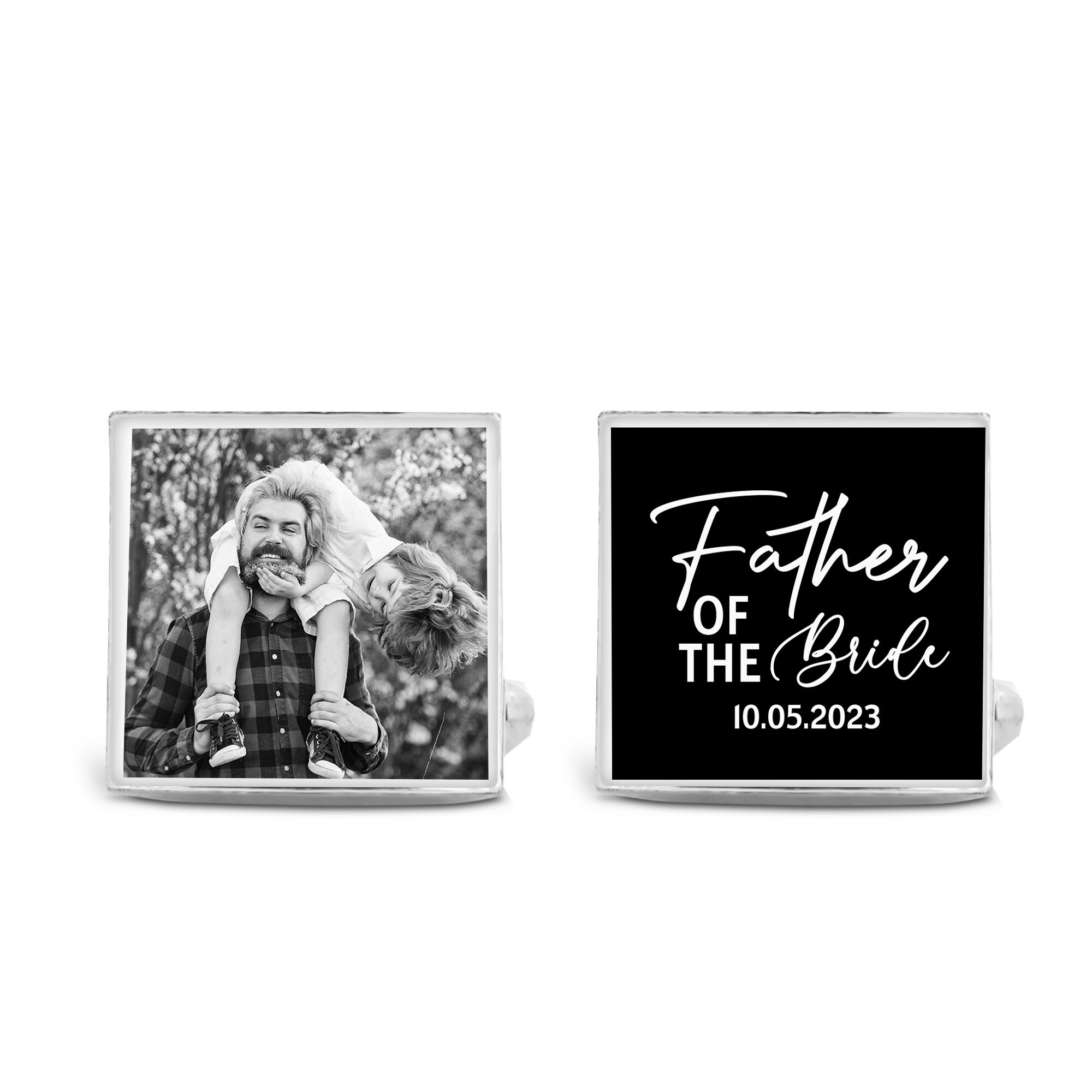 Personalised photo cufflinks / Wedding gift for father of the bride / Wedding Date Cufflinks / Printed Cufflinks / Father of the groom gift
