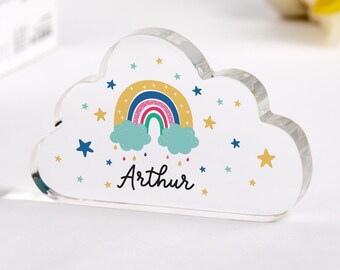 Personalised Gift for Kids Rainbow Acrylic Plaque Name Baby Girl Boy Cute Nursery Decor Keepsake Nephew Niece Grandson Granddaughter