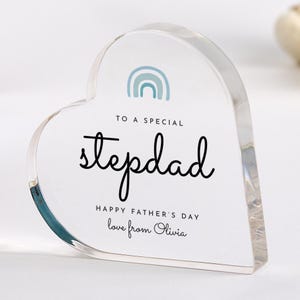 To a special stepdad Personalised Father’s Day Acrylic Plaque Gift for Bonus Dad Modern Rainbow Design First Father's Day Keepsake for Him