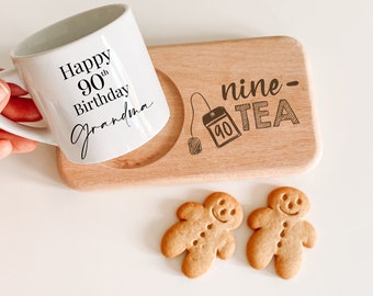 Personalised birthday engraved tea and treats board / Funny tea lover birthday gift / Gift for 30th 40th 50th 60th 70th 80th 90th birthday