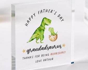 Regalo divertido del Día del Padre para el abuelo, placa acrílica de Grandadsaurus, regalo personalizado de nieto, recuerdo de dinosaurio rugiente para abuelo.