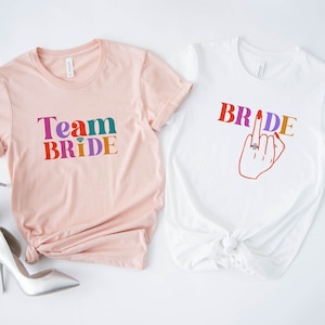 Colourful Bride and Team Ring Finger T-shirt / Diamond Funny Bridal ...