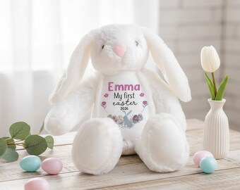 Peluche Conejo Personalizado Con Nombre Y Foto - 25cm - Regalo De Pascua Con Grabación De Voz Opcional