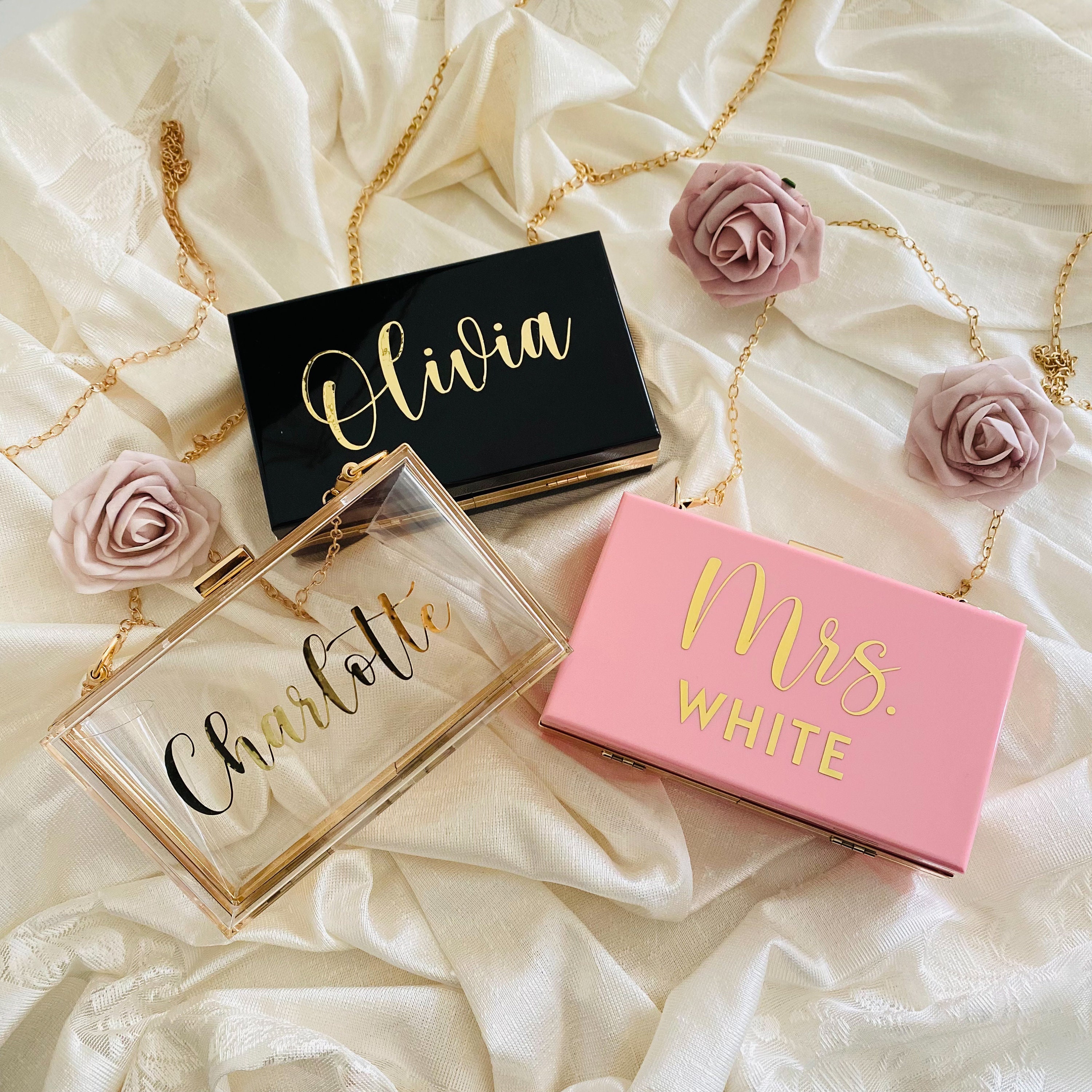 Personalised acrylic clutch clearance bag