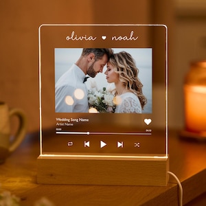 Personalised LED Music Plaque Custom Song Photo Night Light Gift for ...