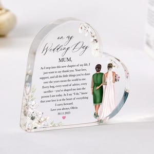 Regalo del día de la boda para mamá, recuerdo de la madre de la novia, sincero agradecimiento de la hija de la novia a la mamá, regalo de agradecimiento por la boda