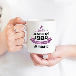 Personalised birthday mug / Birthday Gift for her  / Personalized mug with a name / Made in 1980, 1990, 1970, 1960
