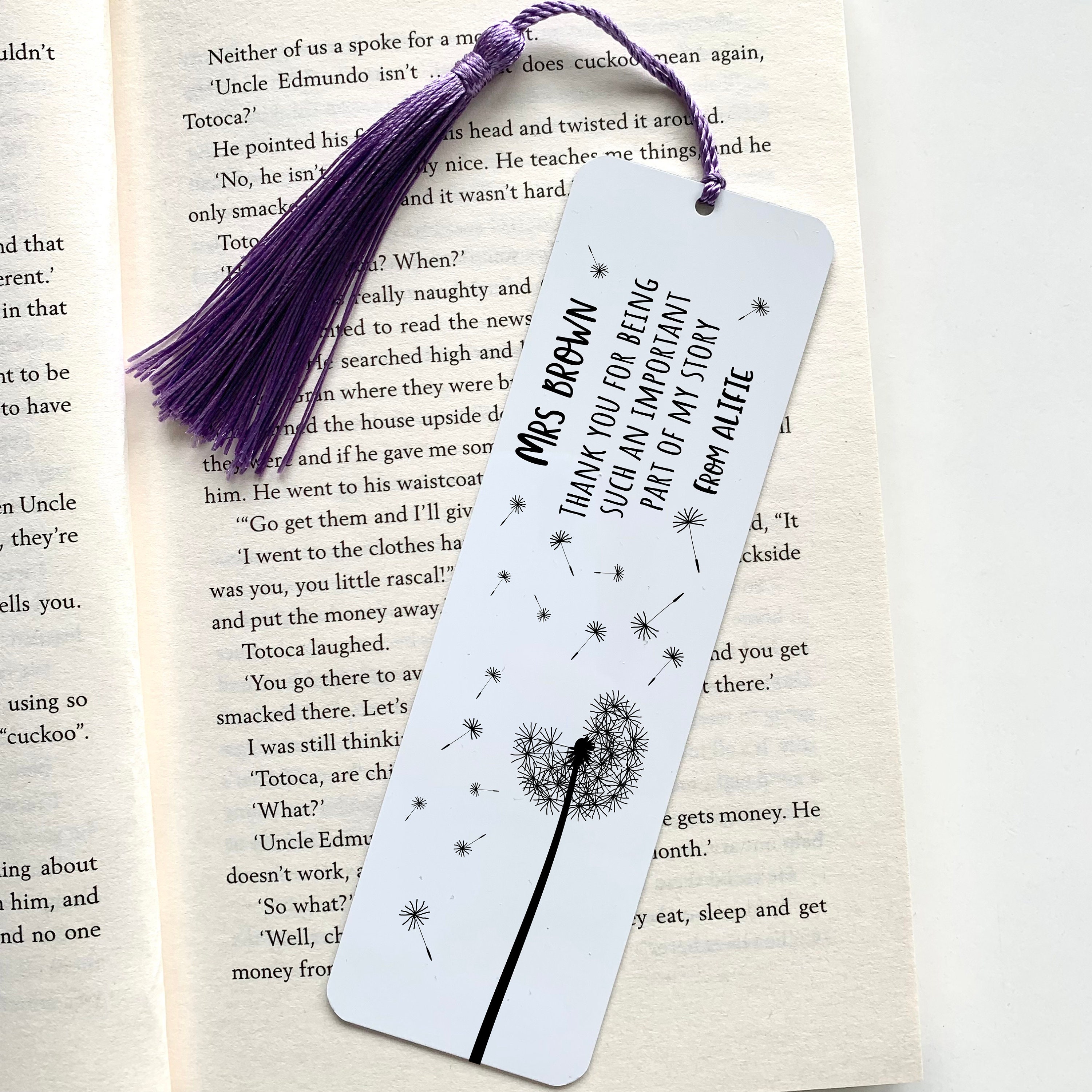 Personalised Teacher Bookmark With Tassel / Gift for Him or Her / Thank ...