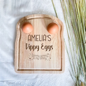Personalised dippy egg board with name / Gift for kids / Christmas and birthday for son daughter / Yummy yummy in my tummy