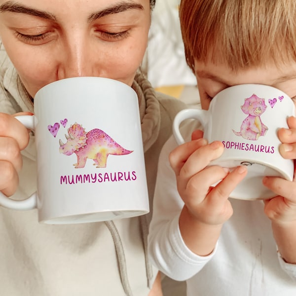 Taza familiar personalizada / Papá divertido y bebé Lindo Animales Regalo nuevo hogar / Dada y yo Regalo a juego / Papa Niños pequeños presentes