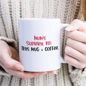 Mum’s Survival Kit Mug Funny Coffee Cup for Mummy Mother’s Day Gift New Mum Present Parenting Humour Mama Tea Lover Cute Mum&#39;s Birthday Gift