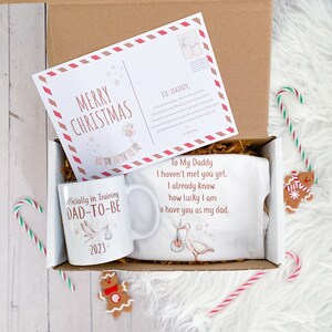 New Daddy Gift Set / Christmas First Fathers Day Dad&#39;s Birthday / To Daddy from The Bump / Dad to Be Mug Bodysuit / Surprise